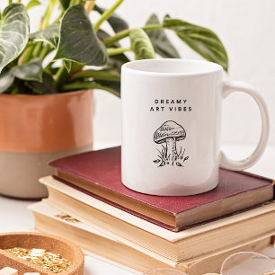 Dreamy Art Vibes – Hand-Drawn Mushroom Aesthetic Coffee Mug