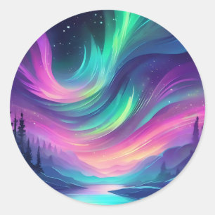 Dreamy Aurora Borealis Classic Round Sticker