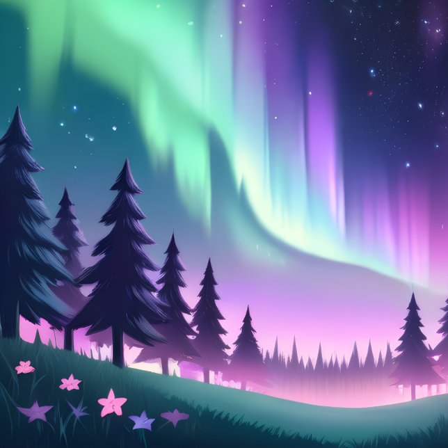 Dreamy Aurora Night: Purple Forest and Green Light Laptop Sleeve (Aurora's Dream Forest - Vibrant purple and green Northern Lights. )