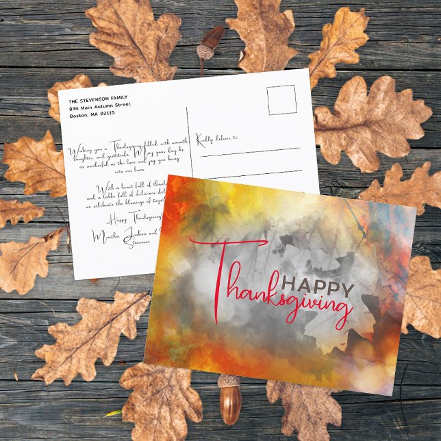 Dreamy Autumn Foliage Thanksgiving Message Postcard (Creator Uploaded)