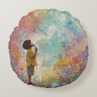 Dreamy Autumn Watercolor Park Scene Pillow