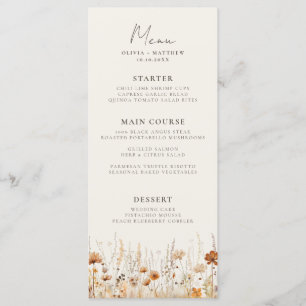 Dreamy Autumn Wildflower Wedding Menu