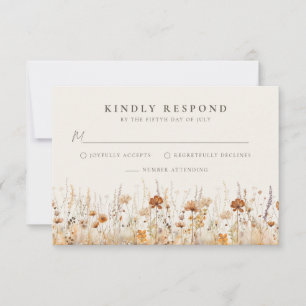 Dreamy Autumn Wildflower Wedding RSVP Card