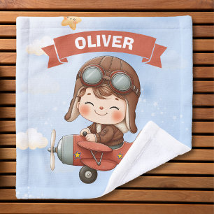 Dreamy Baby Aviator in Red Aeroplane Wash Cloth