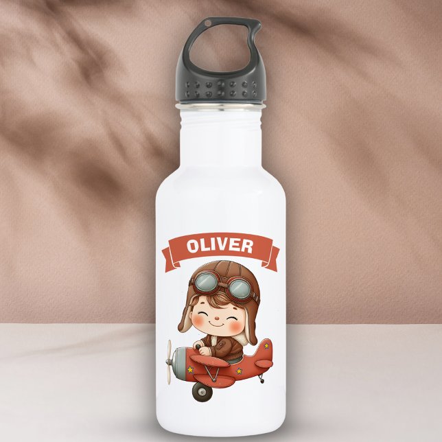 Dreamy Baby Aviator in Red Biplane 532 Ml Water Bottle (Creator Uploaded)