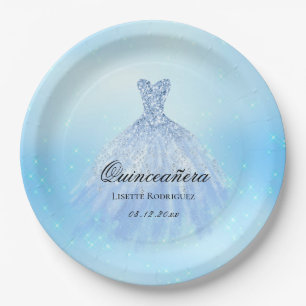 Dreamy Baby Blue Quinceanera Custom Paper Plate