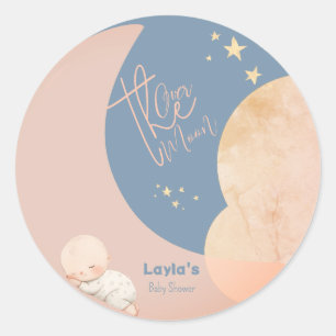  Dreamy Baby Over the Moon Baby Shower  Classic Round Sticker