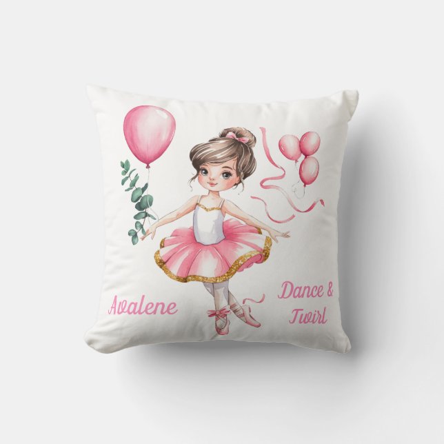 Dreamy Ballerina in Flight Birthday Party Gift Cushion (Front)