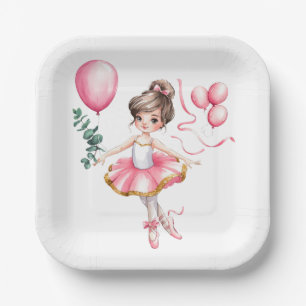 Dreamy Ballerina in Flight Birthday Party Paper Plate