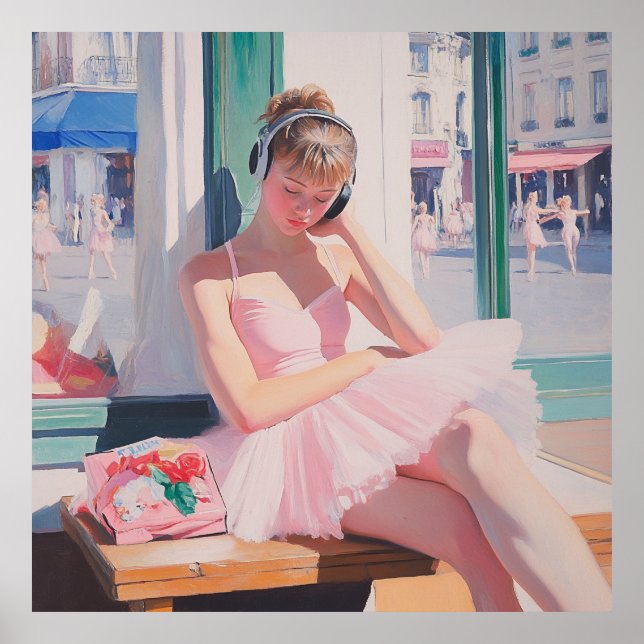 Dreamy Ballerina Moments: Soft Pastel Ballet Art Poster (Front)