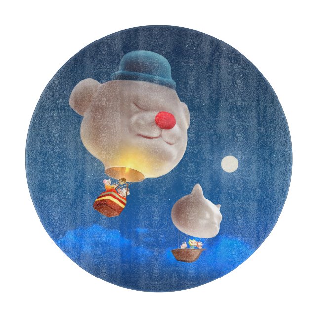 Dreamy Balloon Ride: Smiling Bichon Hot Air Balloo Cutting Board (Front)