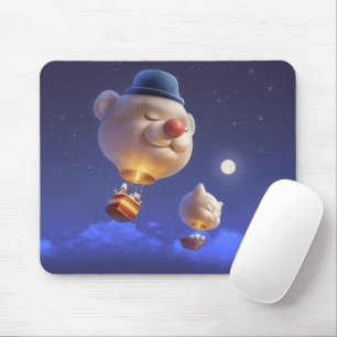 Dreamy Balloon Ride: Smiling Bichon Hot Air Balloo Mouse Mat