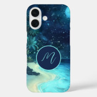 Dreamy Beach Starry Night Sky Monogram
