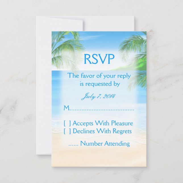 Dreamy Beach Wedding RSVP Card (Front)