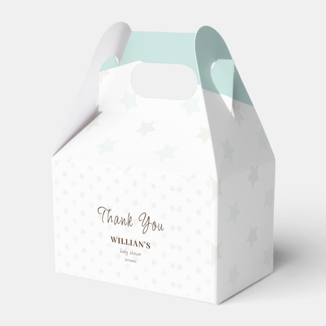 Dreamy Bear on the Cloud Baby Shower Thank You Favour Box (Front Side)