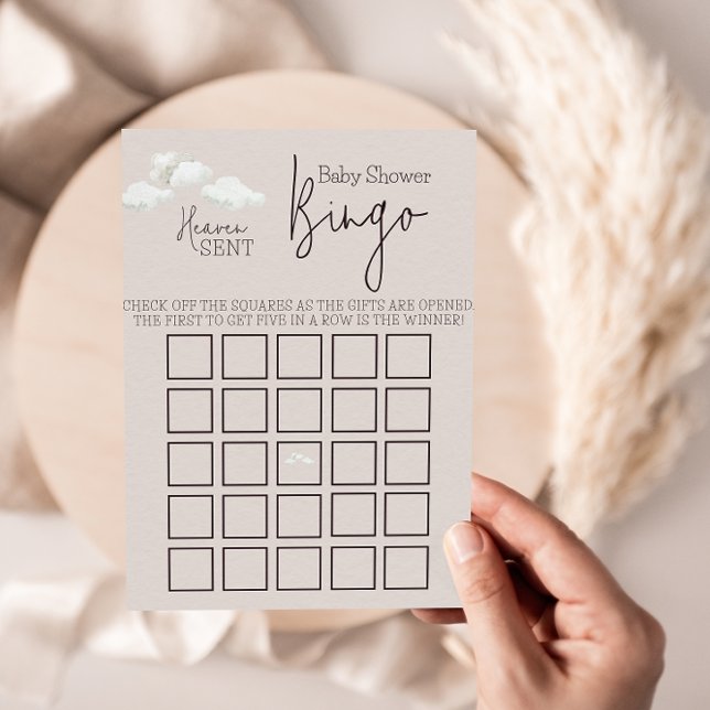 Dreamy Beige Heaven Sent Gender Reveal Bingo Game (Creator Uploaded)