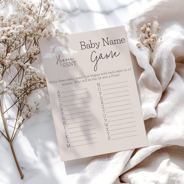 Dreamy Beige Heaven Sent Gender Reveal Name Game (Creator Uploaded)