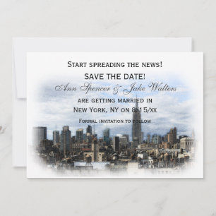 Dreamy Black NYC Skyline Save the Date H Invitation