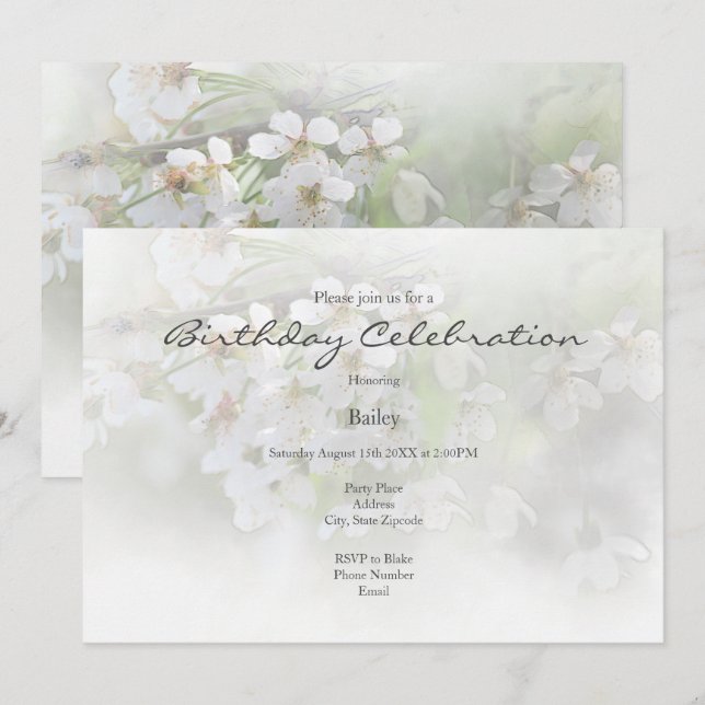 Dreamy Blossoms Invitation (Front/Back)