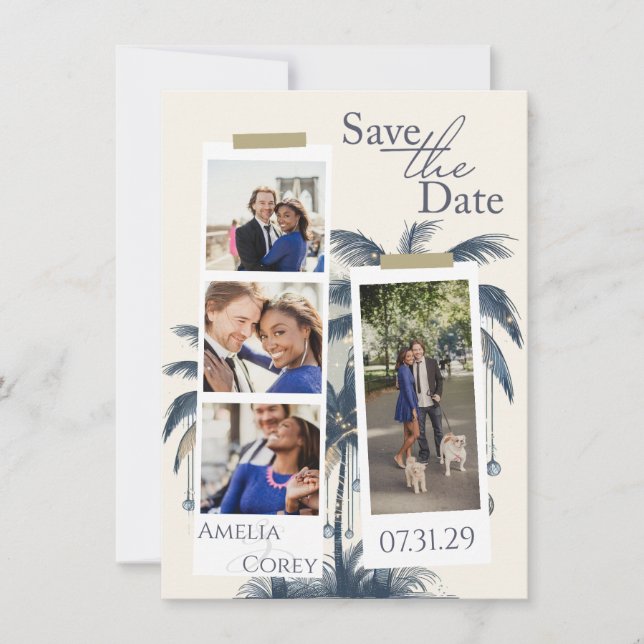 Dreamy Blue Beach Save The Date (Front)
