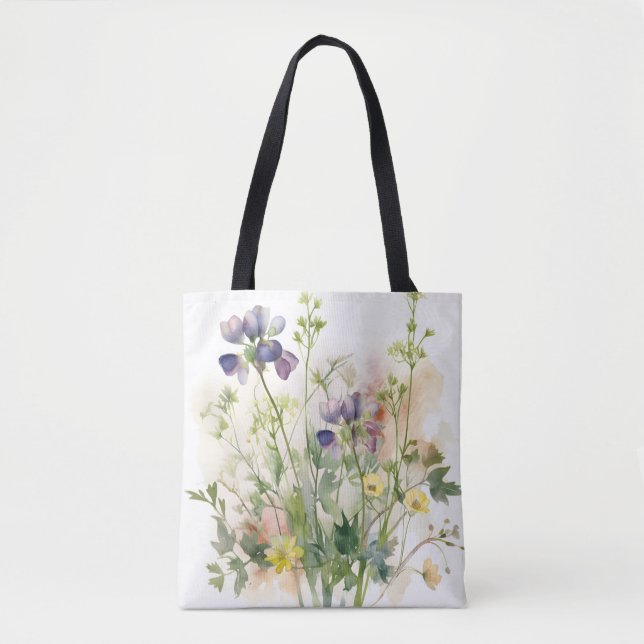 Dreamy Blue Blossoms Tote Bag Touch of Romance (Front)