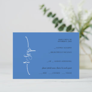 Dreamy Blue Calligraphy RSVP Card