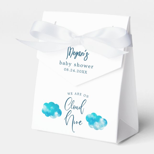 Dreamy Blue Cloud Nine Boy Baby Shower Favour Box (Front Side)