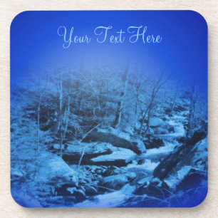 Dreamy Blue Fantasy Stream Nature Coaster Set
