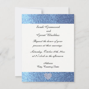 Dreamy Blue Faux Glitter Wedding Invitation