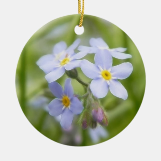 Dreamy Blue Forget Me Nots Ceramic Tree Decoration (Front)