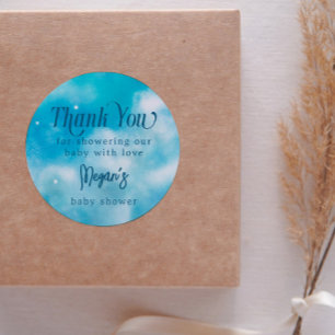 Dreamy Blue Heaven Sent Baby Shower  Classic Round Sticker