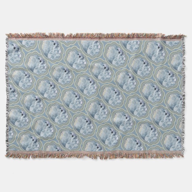 Dreamy Blue Medallion Throw Blanket (Front)