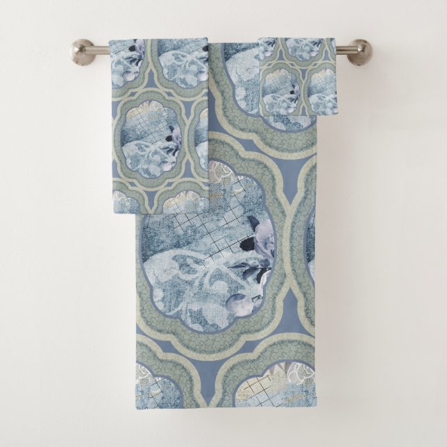 Dreamy Blue Medallions Bath Towel Set (Insitu)