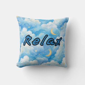 Dreamy Blue Moon & Clouds | Celestial Cushion
