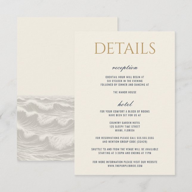 Dreamy Blue Palm Trees Wedding Enclosure Card (Front/Back)