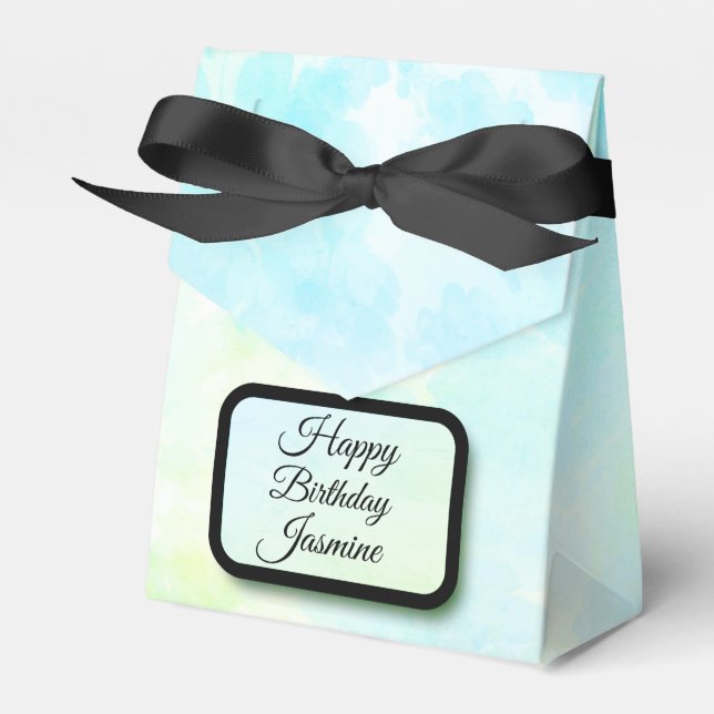 Dreamy Blue Pastel Elegant Personalised Favour Box (Front Side)