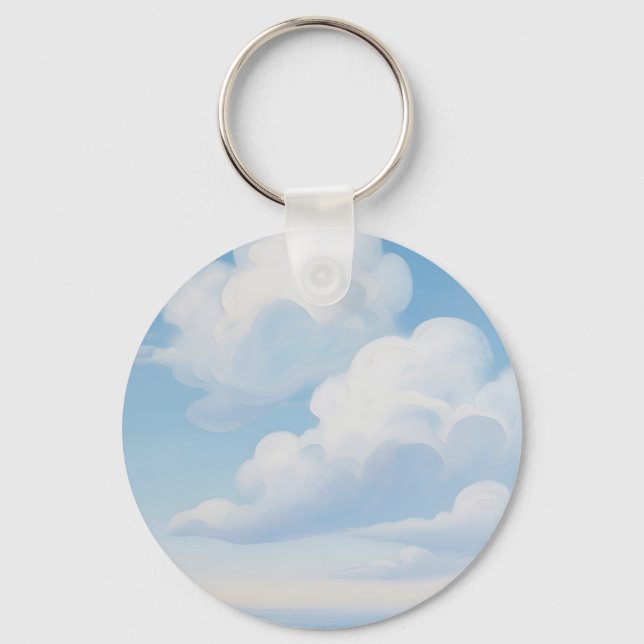 Dreamy Blue Sky Clouds Key Ring (Front)