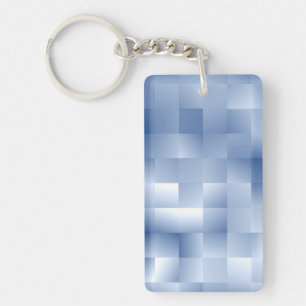 Dreamy Blue Tones in a Square Pattern Key Ring