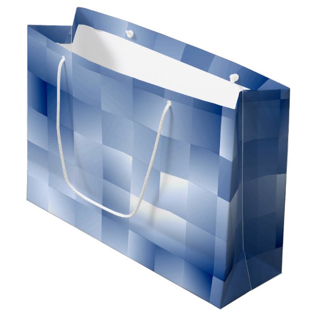 Dreamy Blue Tones in a Square Pattern Large Gift Bag (Front Angled)