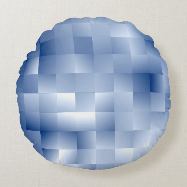 Dreamy Blue Tones in a Square Pattern Round Cushion (Front)