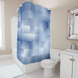 Dreamy Blue Tones in a Square Pattern Shower Curtain