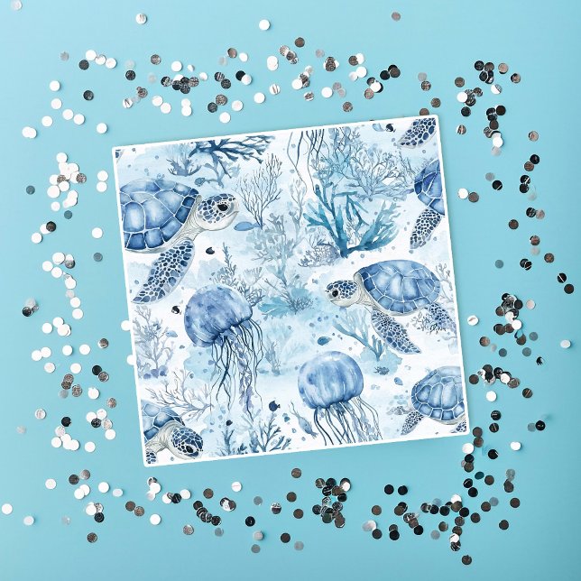 Dreamy Blue Under the Sea Baby Shower Napkin (Creator Uploaded)