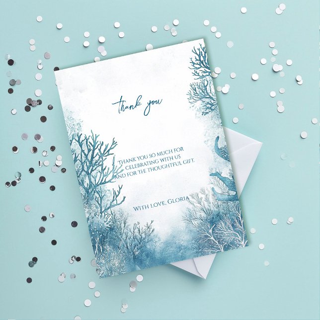 Dreamy Blue Under the Sea Baby Shower Thank You Card (Creator Uploaded)