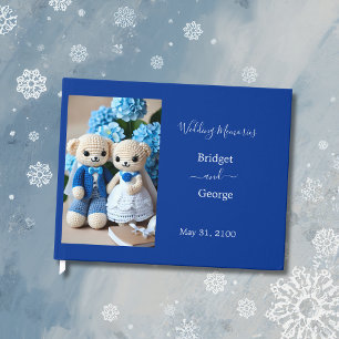 dreamy blue & white crochet wedding couple  guest book