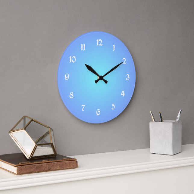Dreamy Blues Aqua Blue Hues Easy Read Large Clock (Office)