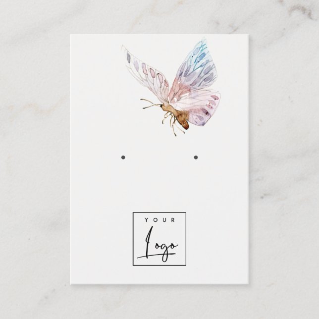 Dreamy Blush Aqua Butterfly Logo Earring Display Business Card (Front)