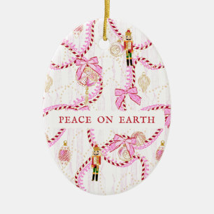Dreamy Blush Pink Nutcracker Christmas Keepsake Ceramic Tree Decoration