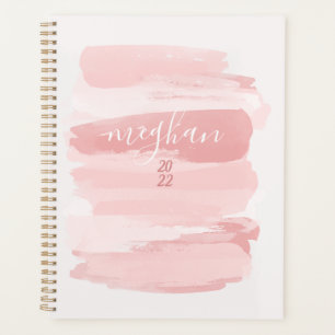 Dreamy Blush Pink Watercolor Monogram Script Planner