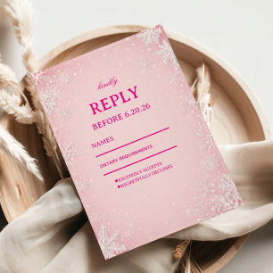 Dreamy Blush Snowflake Winter Serenity RSVP Card