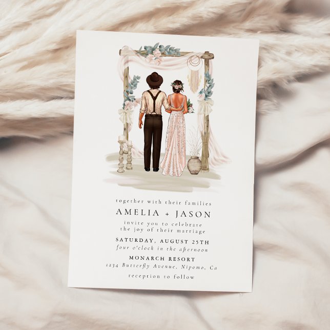 Dreamy Bohemian Beach Couple Wedding Invitation (Creator Uploaded)